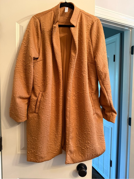 Dear Scarlett Jackets & Blazers - Women's Embossed Trench Coat - Camel/Tan